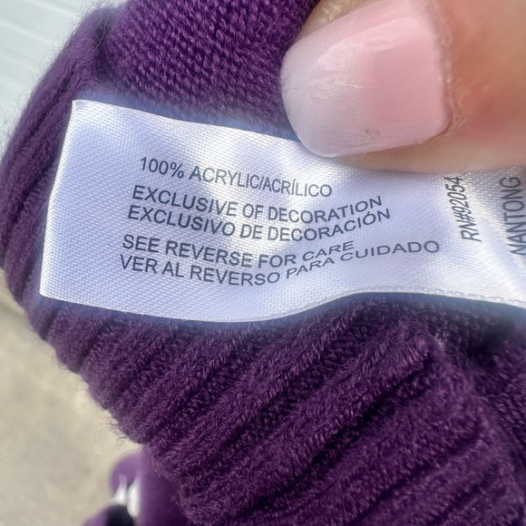 Carolyn Taylor Blackberry Cordial Sweater with Embellishments, removable scarf - Picture 8 of 8